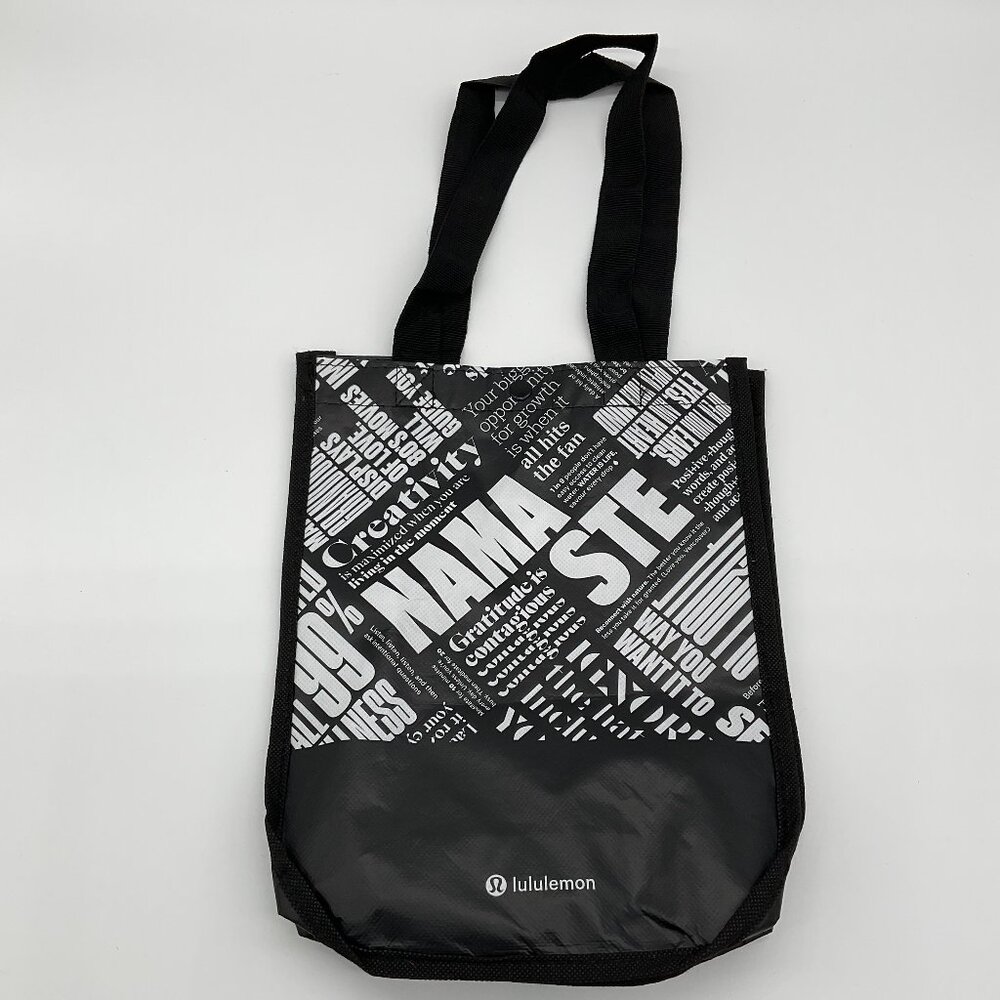 Lululemon Small Black White Logo Reusable‎ Tote Bag